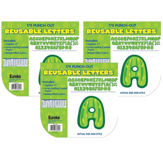 Eureka&#xAE; A Sharp Bunch 4&#x22; Cactus Reusable Punch-Out Letters, 3 Packs of 178